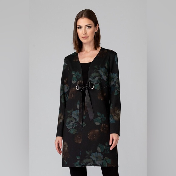 Joseph Ribkoff Jackets & Blazers - Joseph Ribkoff Size 14 Black Multi Floral Cover Up Style Jacket Cardigan 194638